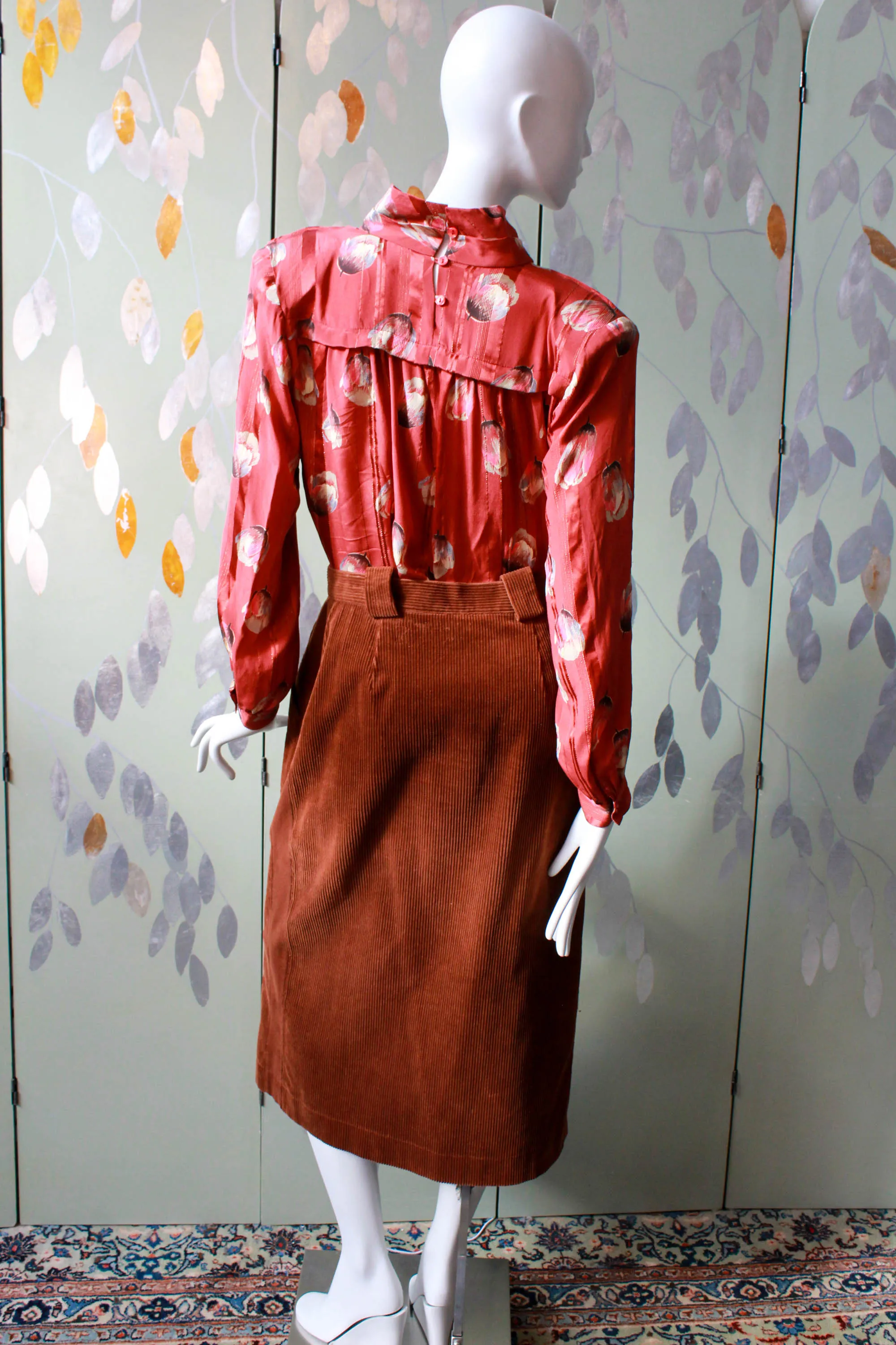 1980s Krizia Brown Corduroy Skirt, Waist 30"