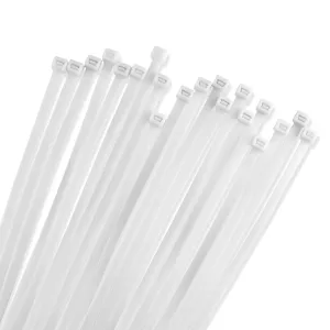 24 Inch Zip Cable Ties (50 Pack), 175Lbs Tensile Strength - Heavy Duty White