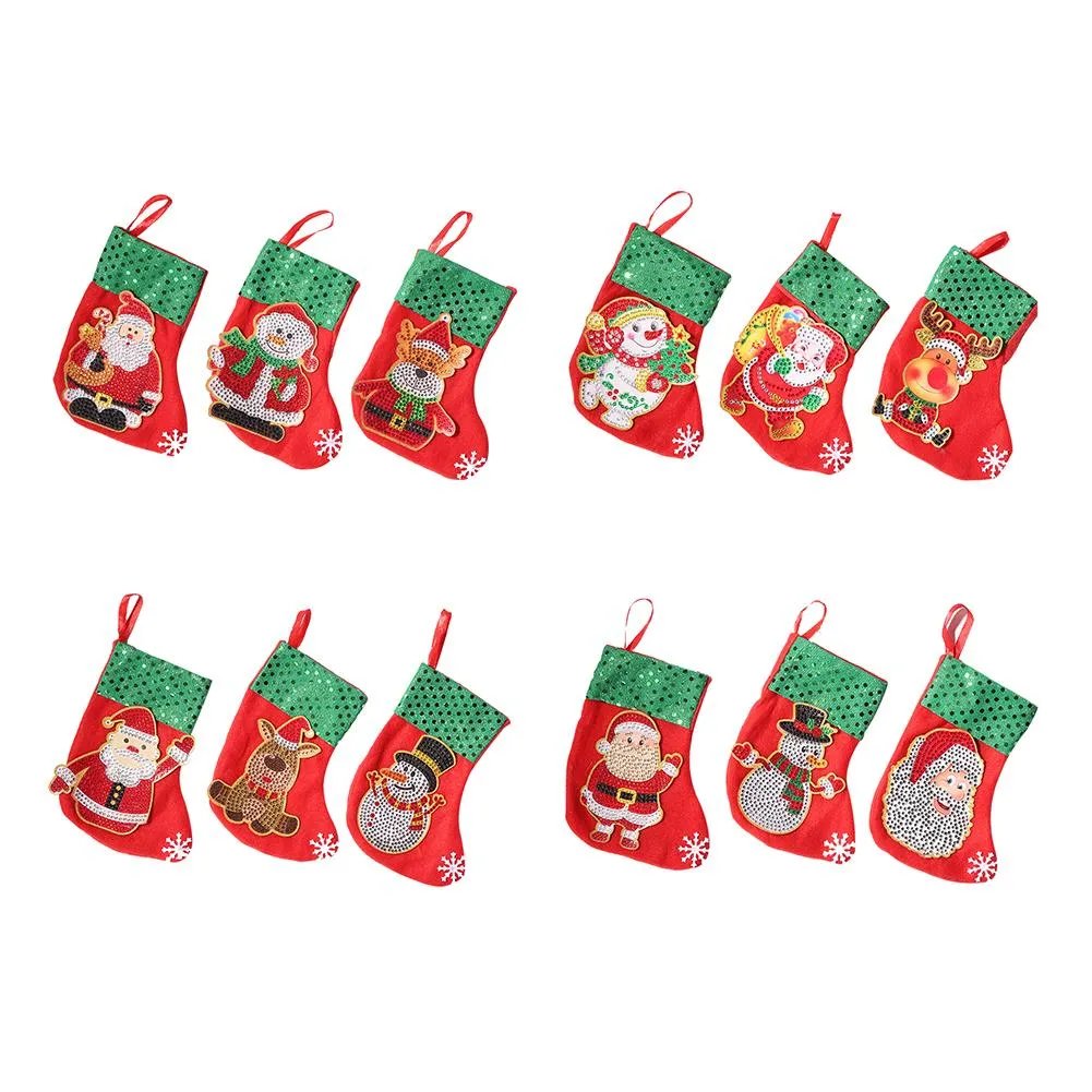 3pcs Christmas Stockings Hanging Pendants DIY Diamond Painting Kit (WZ002)