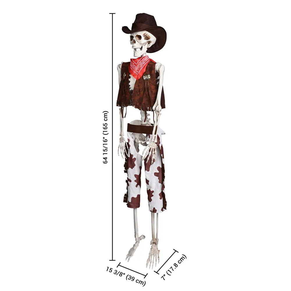 5.4ft Life Size Halloween Cowboy Skeleton Yard Display