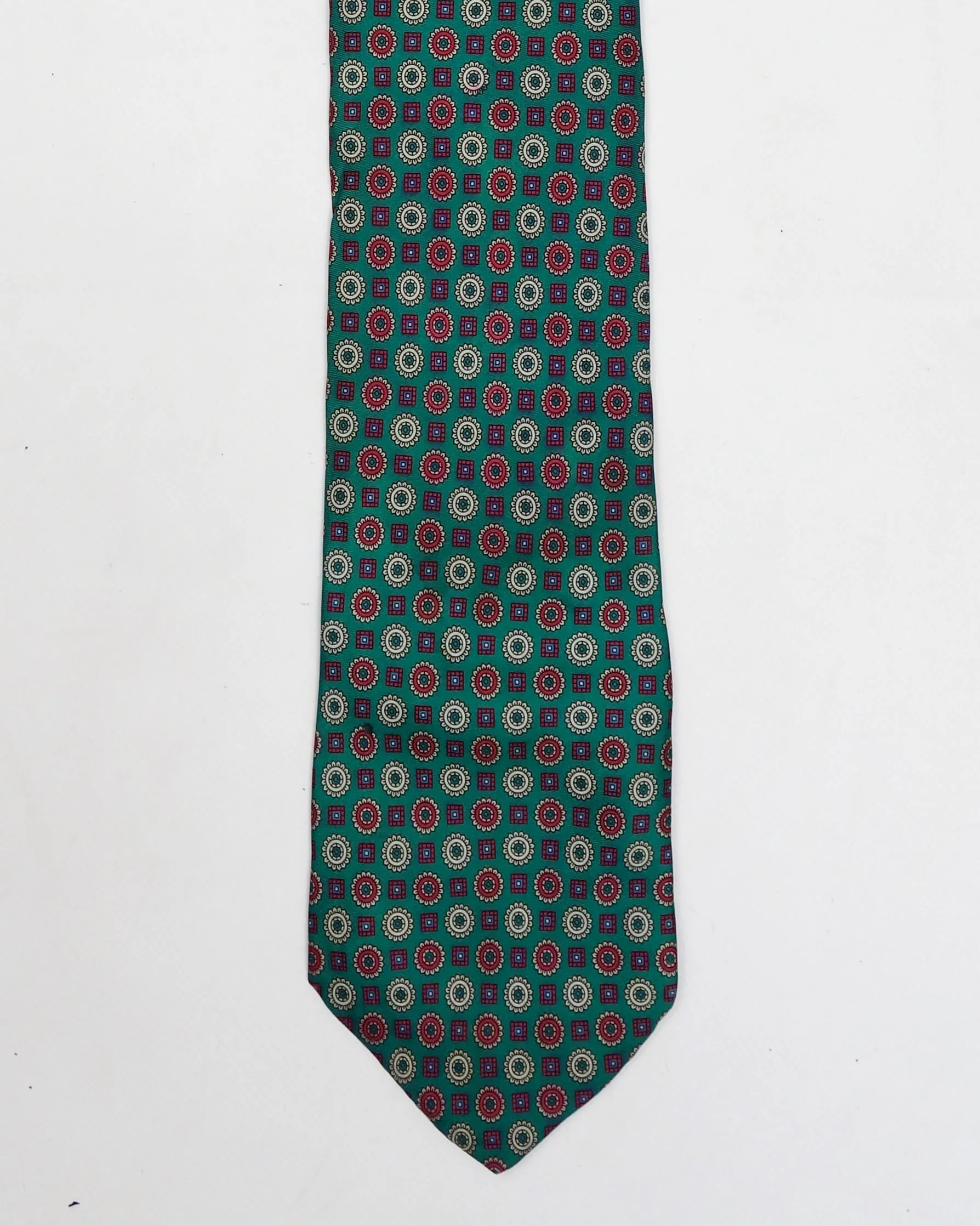 Armani Green Patterned Silk Tie 2000's