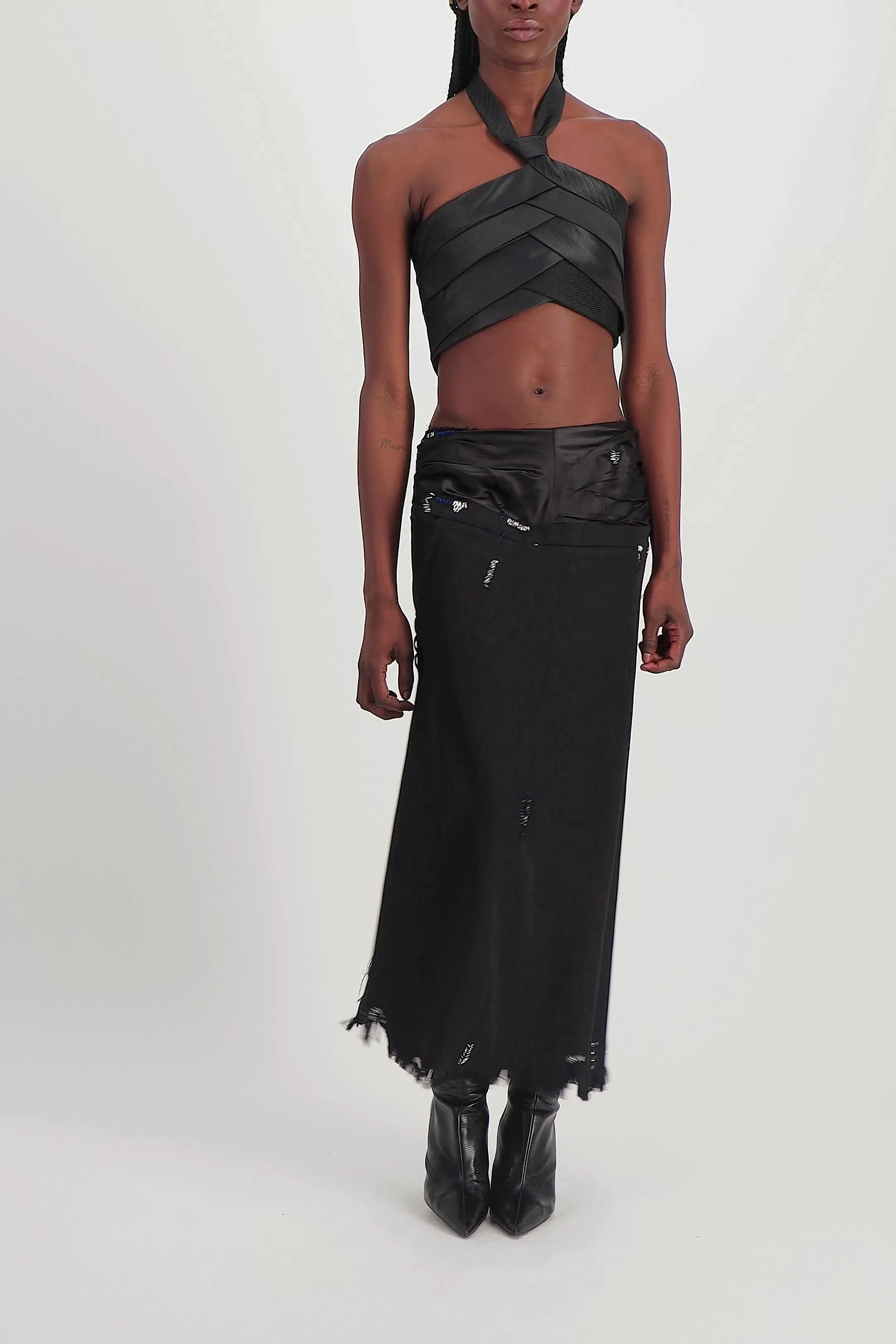 Asymmetric embellished skirt