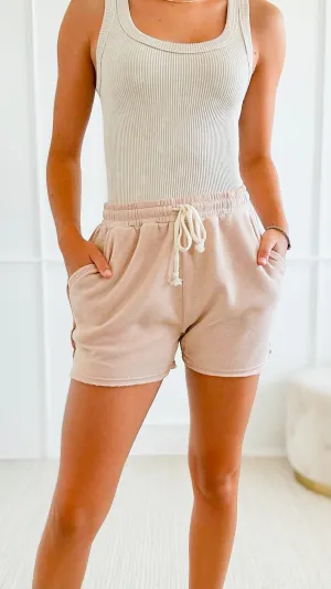 Banded Waist Shorts - Sandy Brown