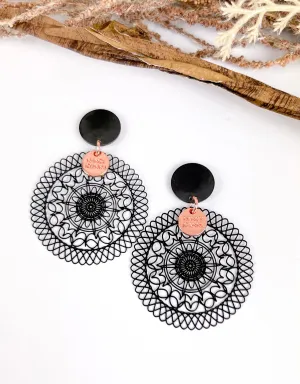 Black Mandala Lace Earrings