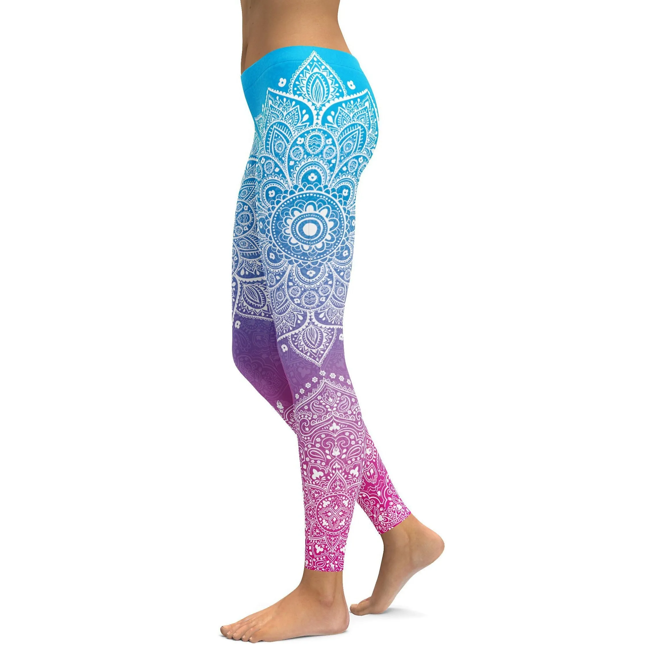 Blue to Pink Mandala Leggings