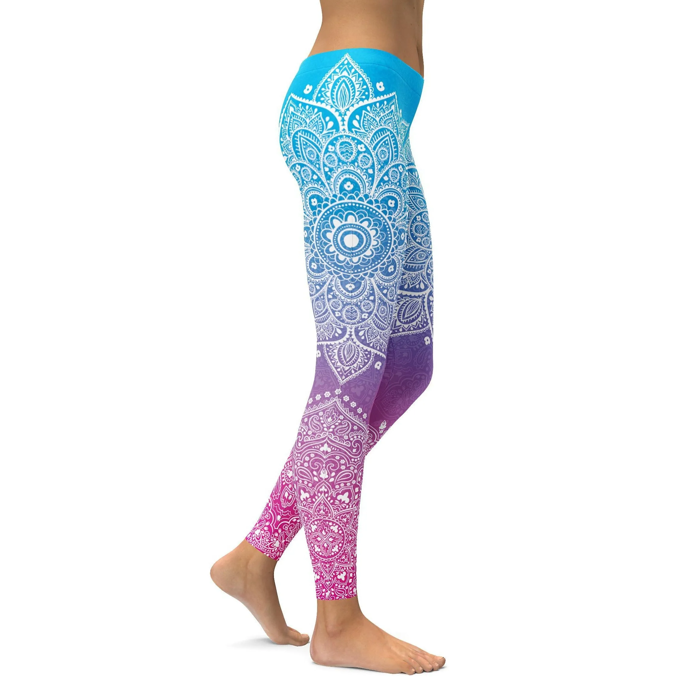 Blue to Pink Mandala Leggings