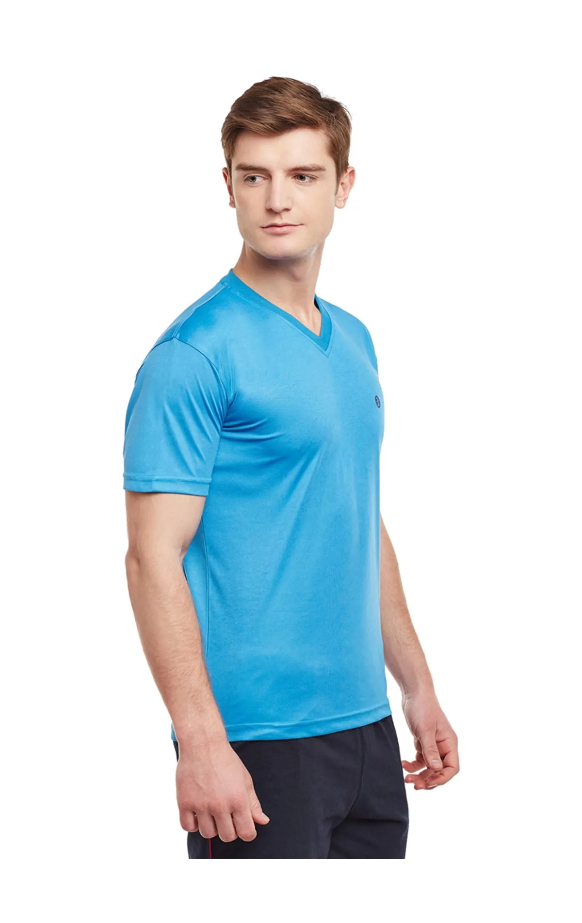 Bodyactive Men Turquoise Dri-Fit V-Neck T-Shirt-TS11-TRQ