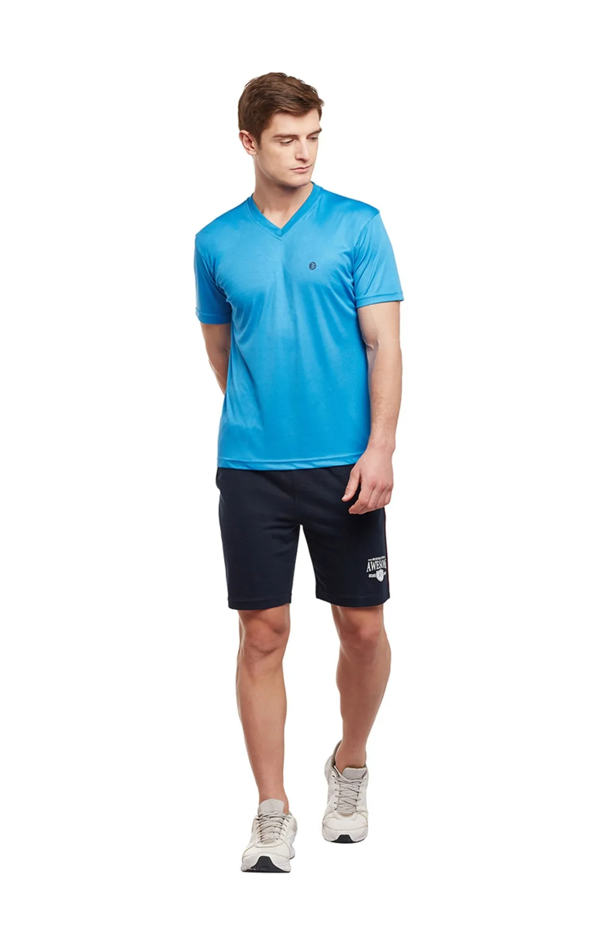 Bodyactive Men Turquoise Dri-Fit V-Neck T-Shirt-TS11-TRQ