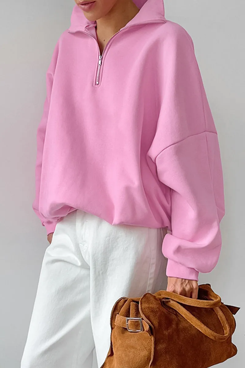 Casual Daily Zipper Turndown Collar Hoodies