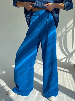 Casual Simple Solid Color Wide Legs Blazer Pants