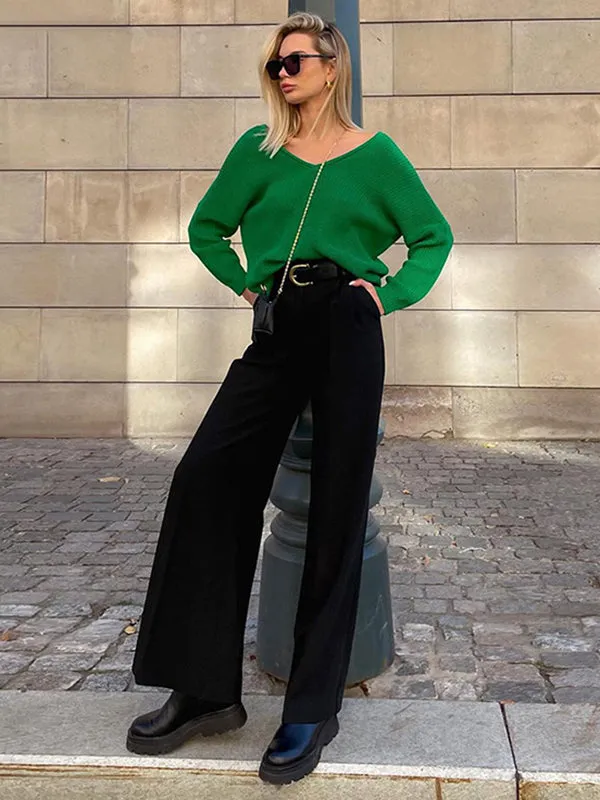 Casual Simple Solid Color Wide Legs Blazer Pants