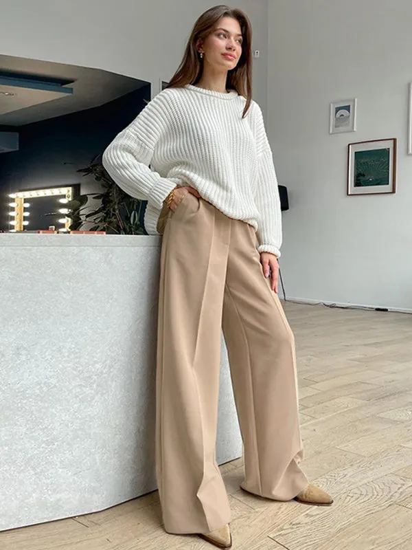 Casual Simple Solid Color Wide Legs Blazer Pants