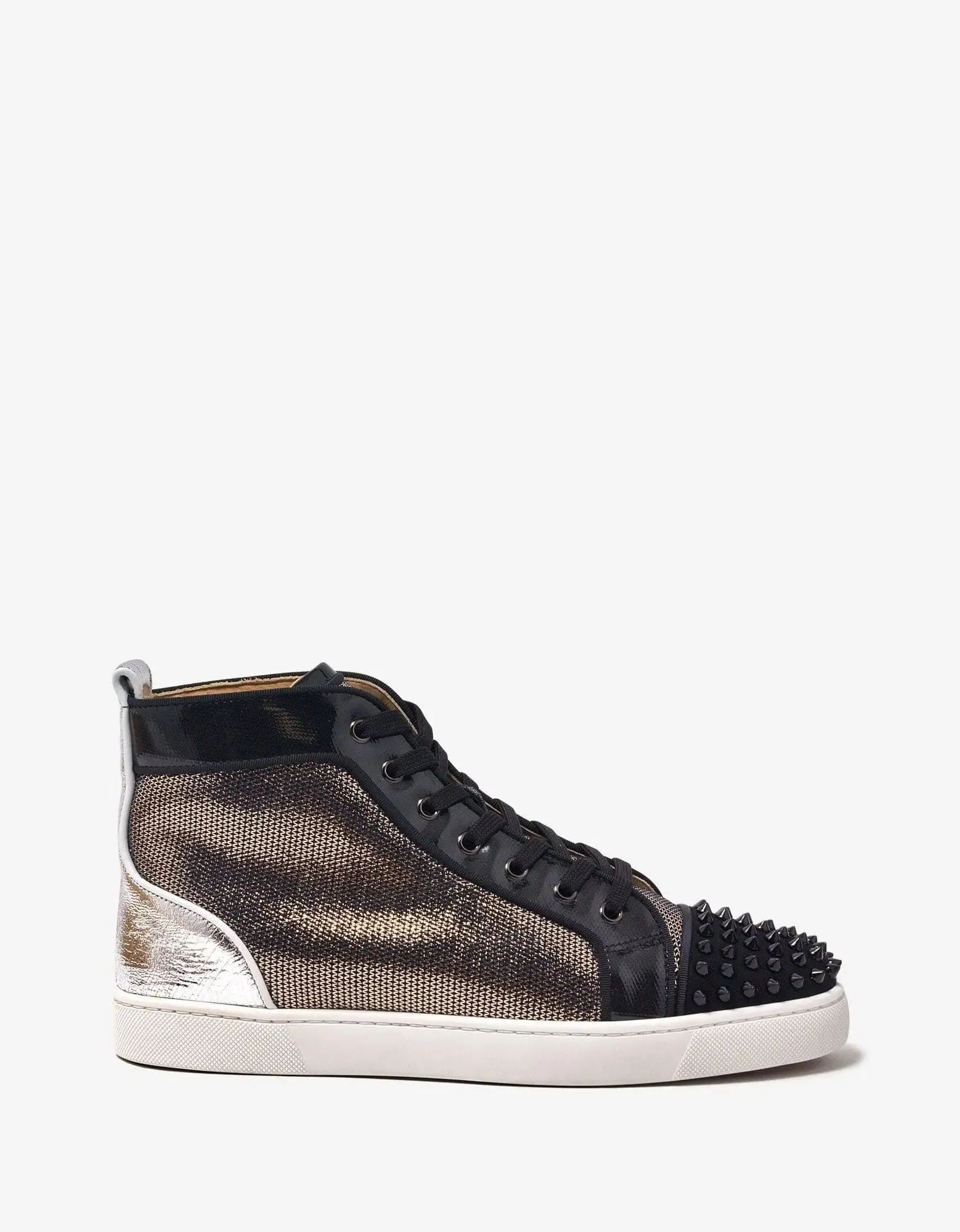 Christian Louboutin Lou Spikes Orlato Flat Metallic High Top Trainers