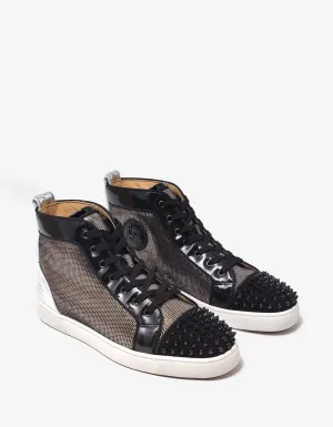 Christian Louboutin Lou Spikes Orlato Flat Metallic High Top Trainers