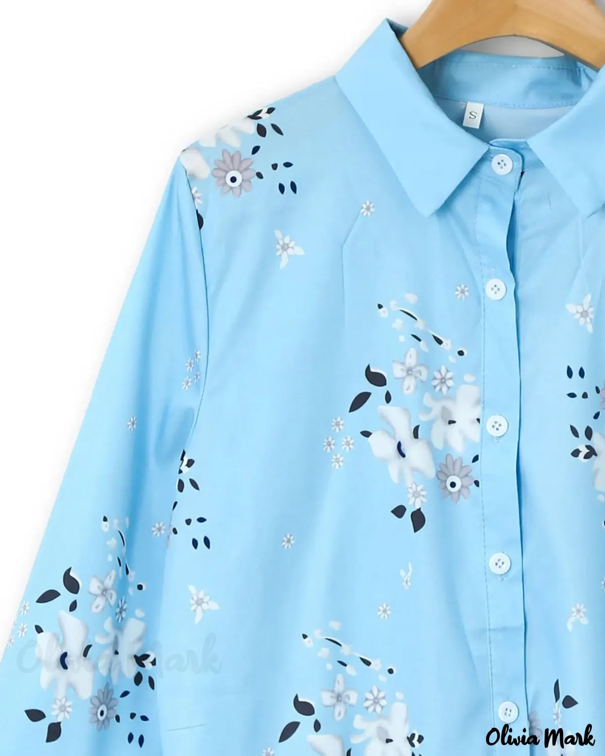 Deanwangkt - Floral Print Long Sleeve Casual Shirt