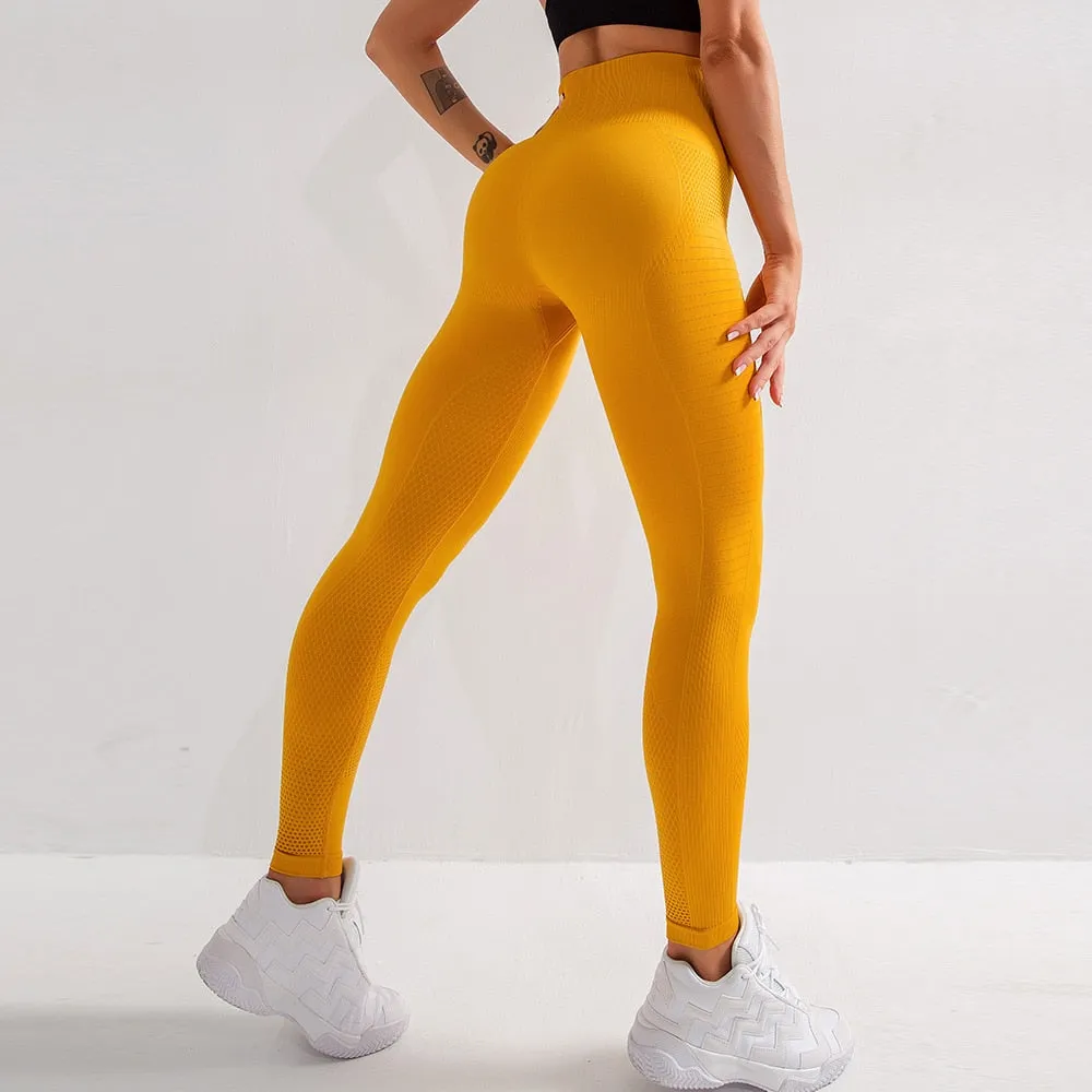 DEANWANGKT Peach Hip Female Fitness Leggings Tight Breathable Gym Yoga Sports Pants Sexy Seamless High Waist Hip Lift Yoga Pants