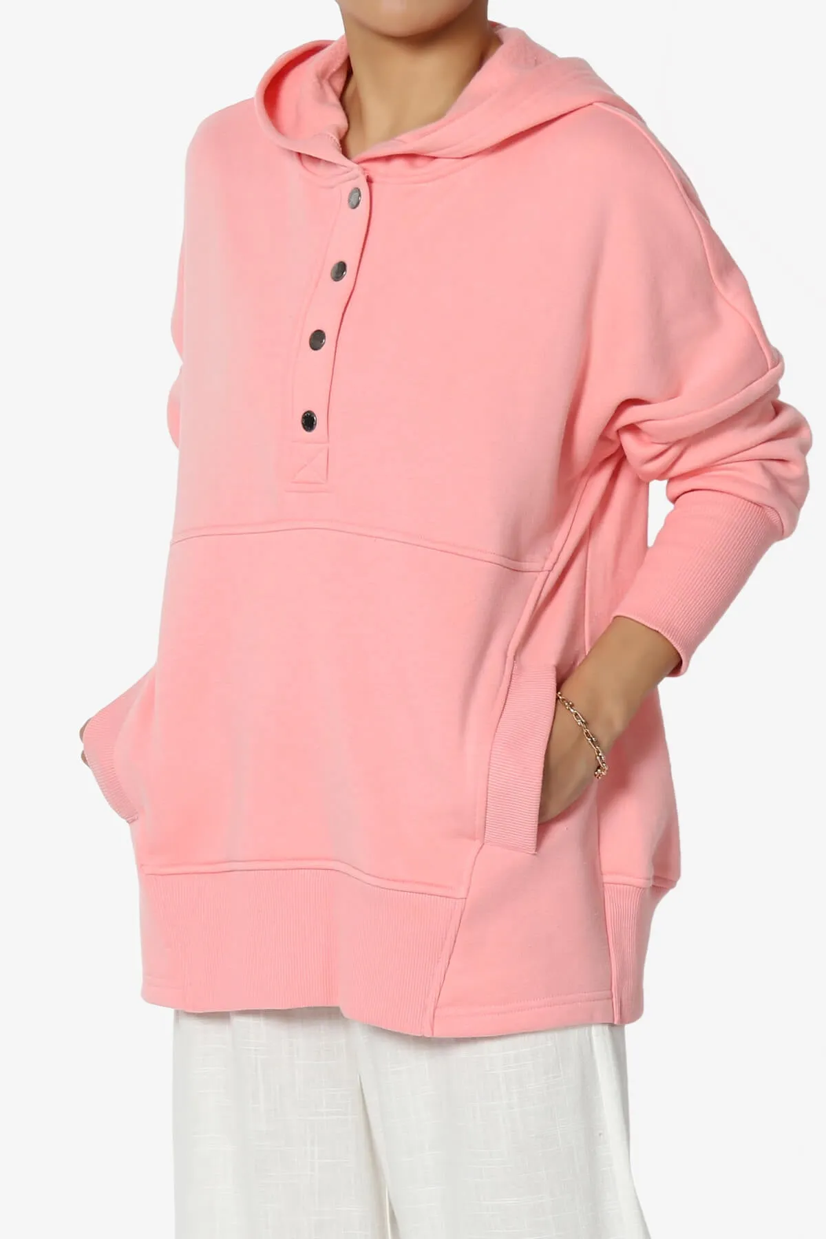 Destene Button V-Neck Hoodie