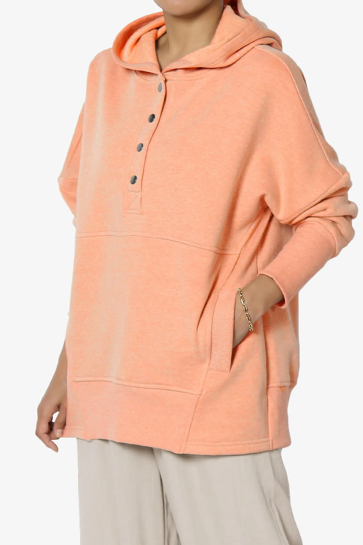 Destene Button V-Neck Hoodie