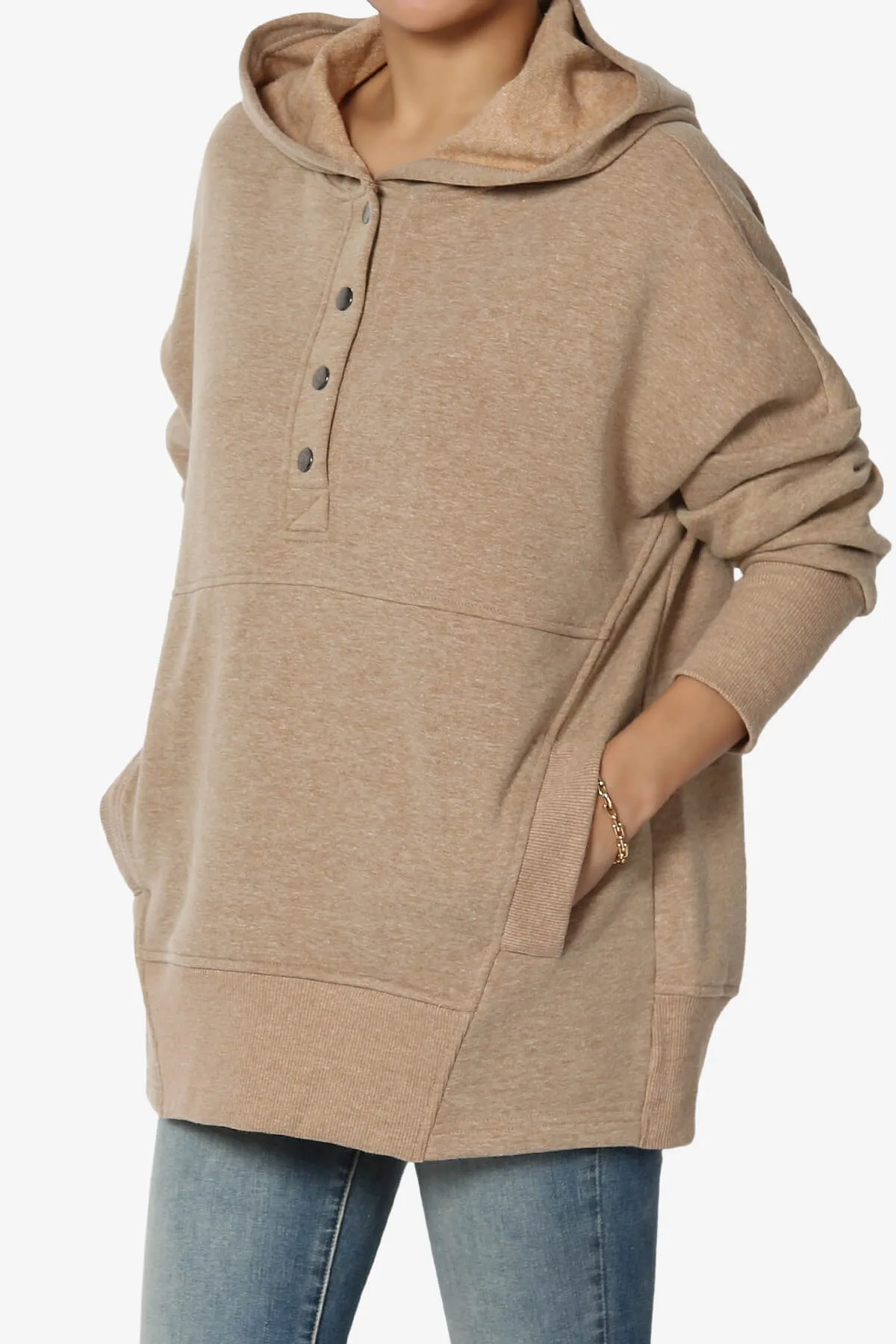 Destene Button V-Neck Hoodie