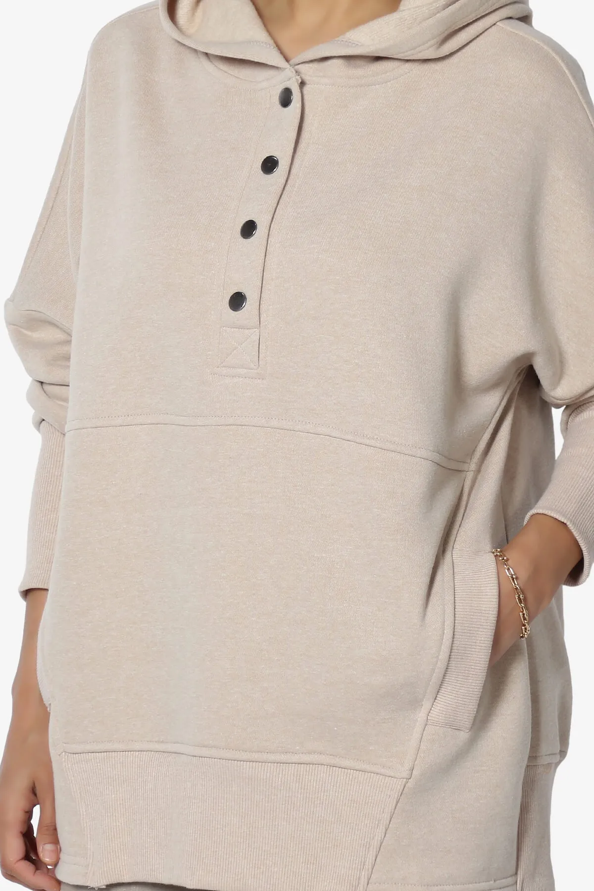 Destene Button V-Neck Hoodie