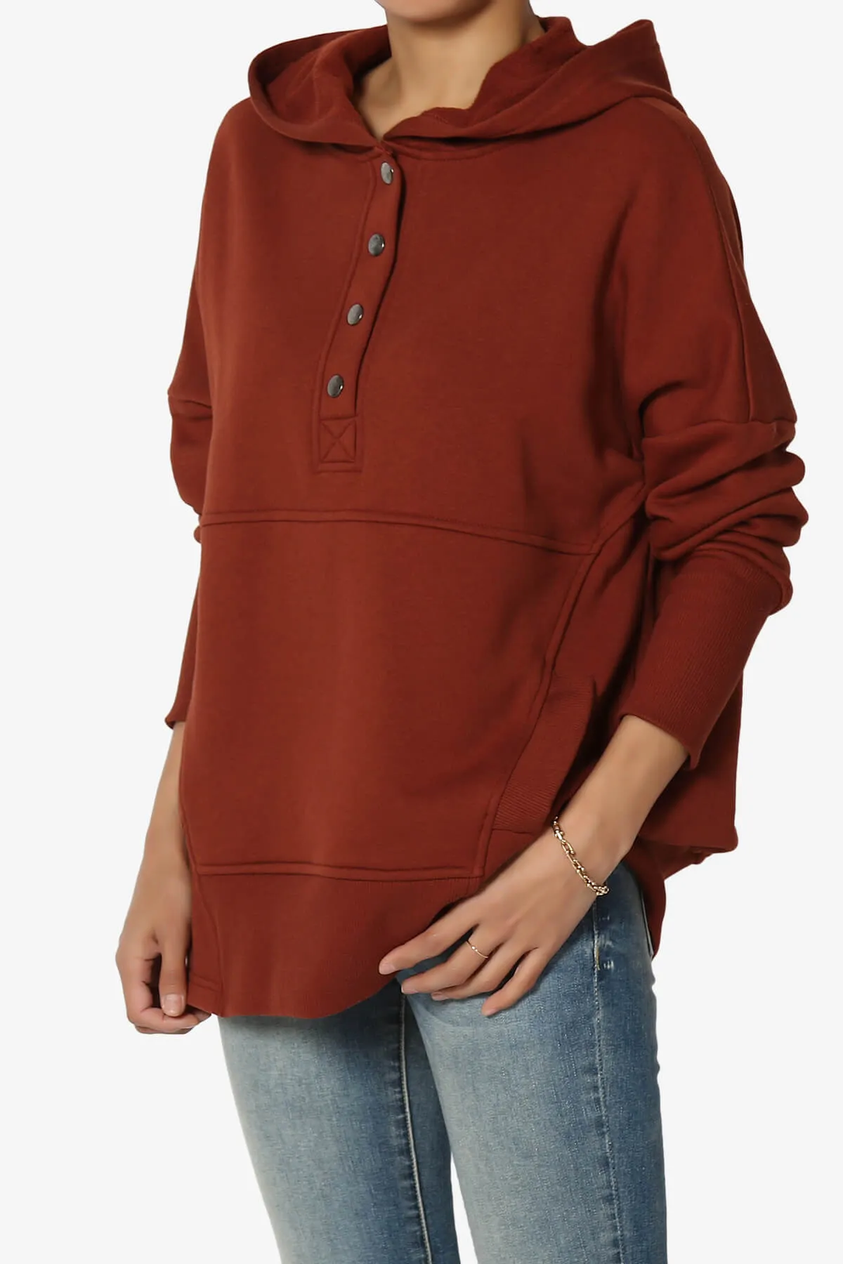 Destene Button V-Neck Hoodie