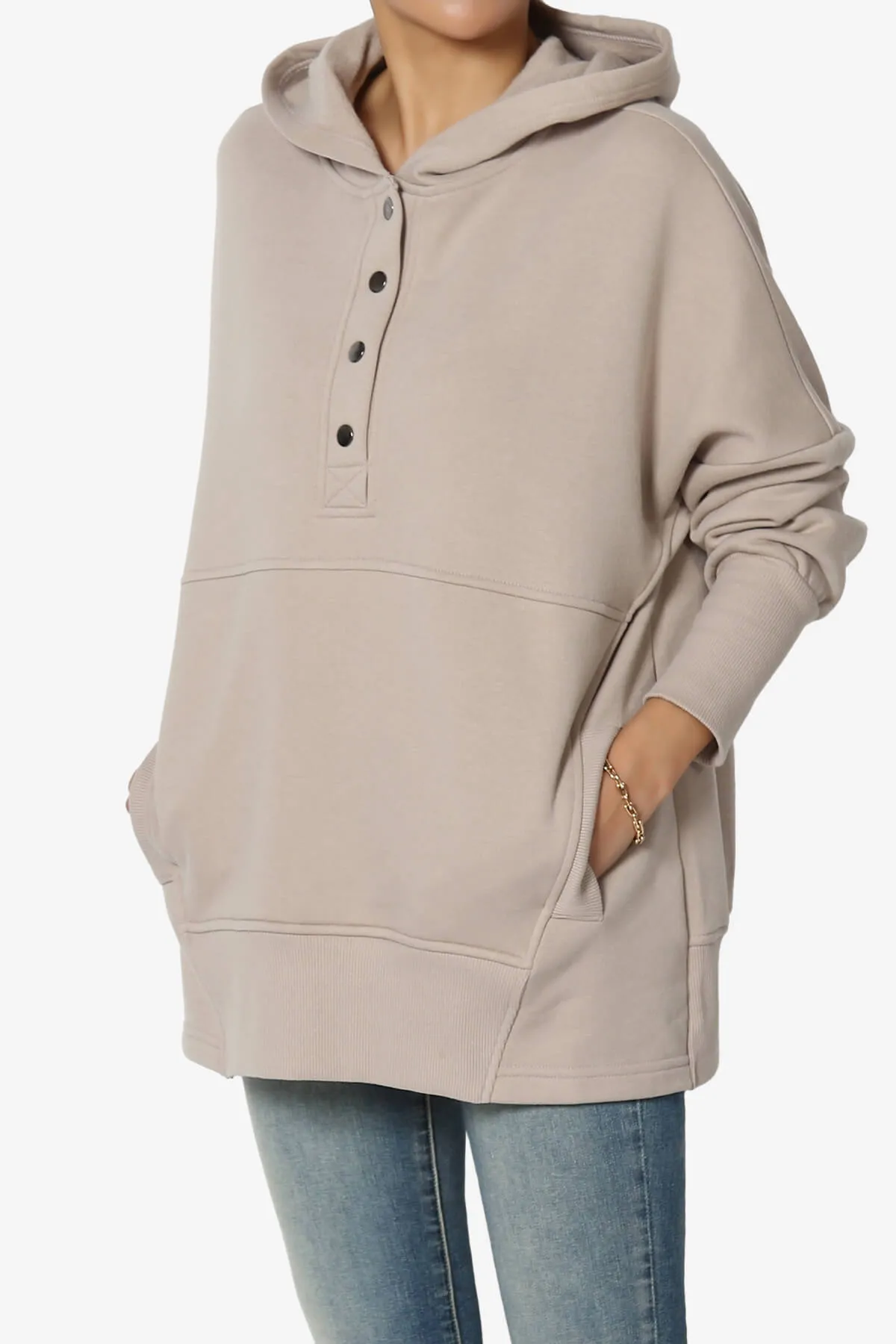 Destene Button V-Neck Hoodie