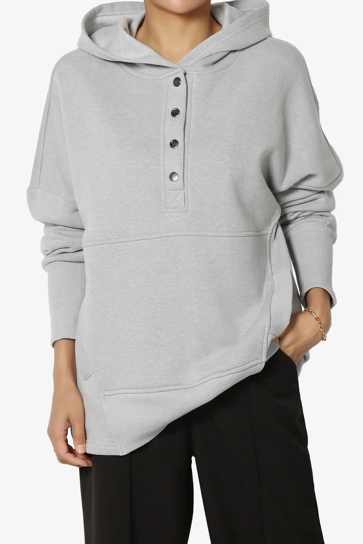 Destene Button V-Neck Hoodie