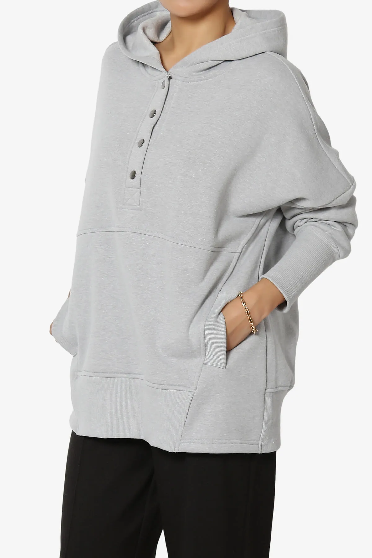 Destene Button V-Neck Hoodie