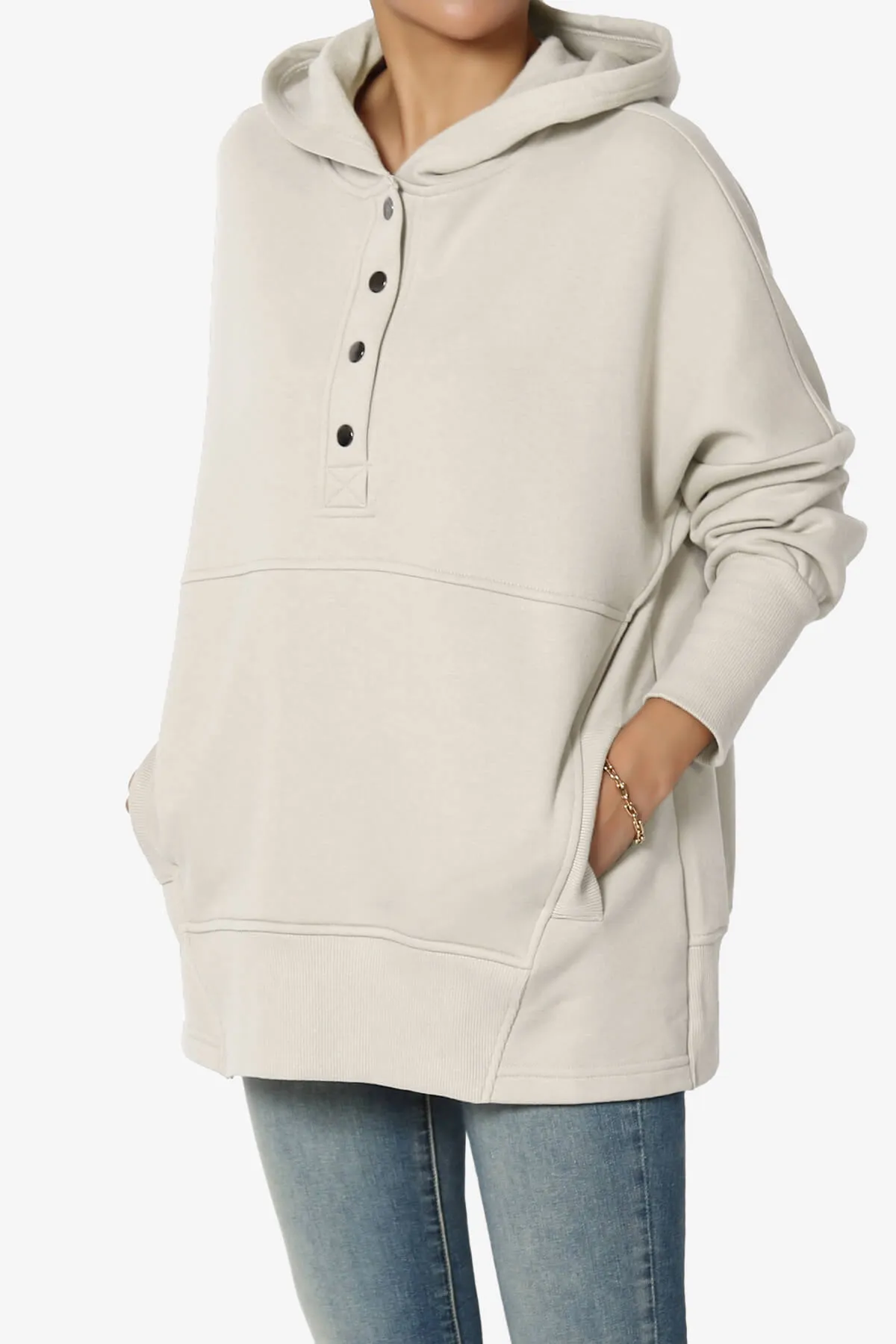 Destene Button V-Neck Hoodie