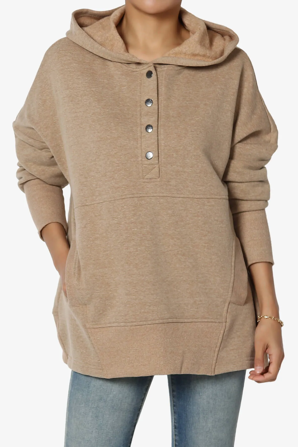 Destene Button V-Neck Hoodie