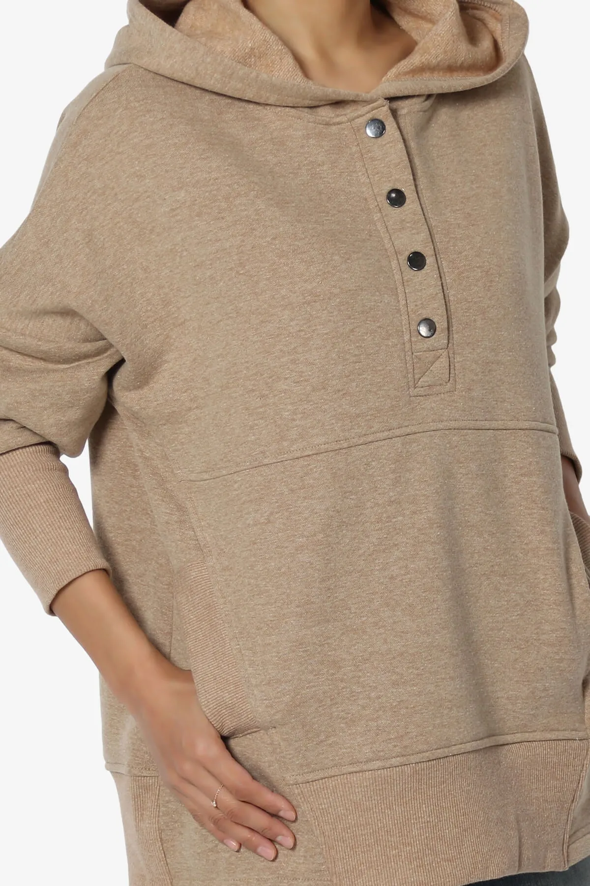 Destene Button V-Neck Hoodie