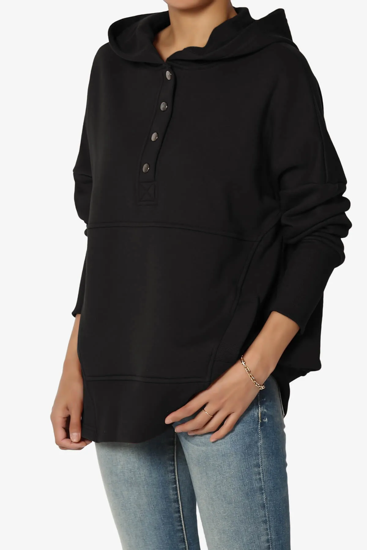 Destene Button V-Neck Hoodie