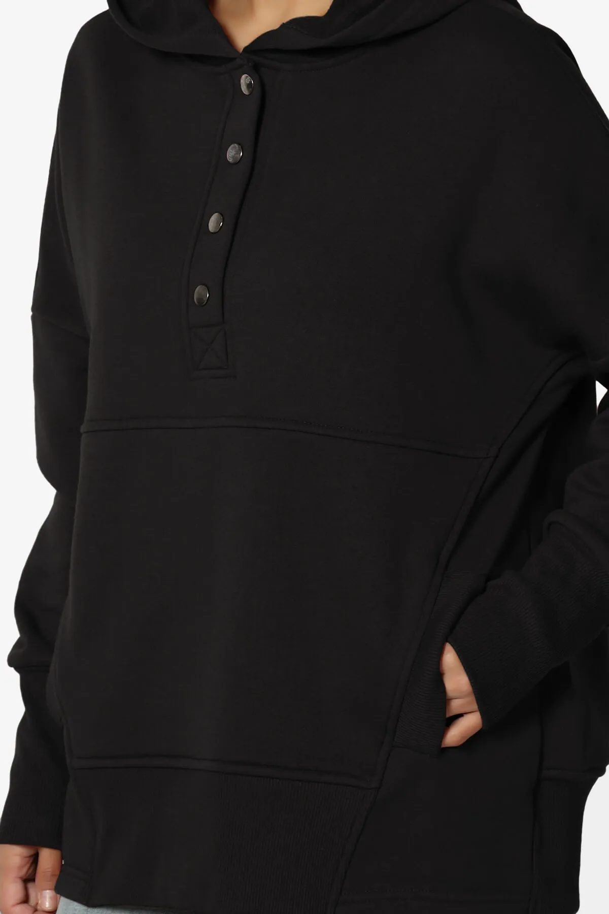 Destene Button V-Neck Hoodie