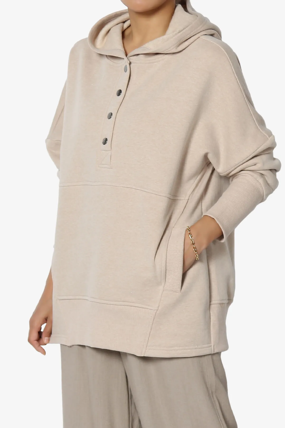 Destene Button V-Neck Hoodie