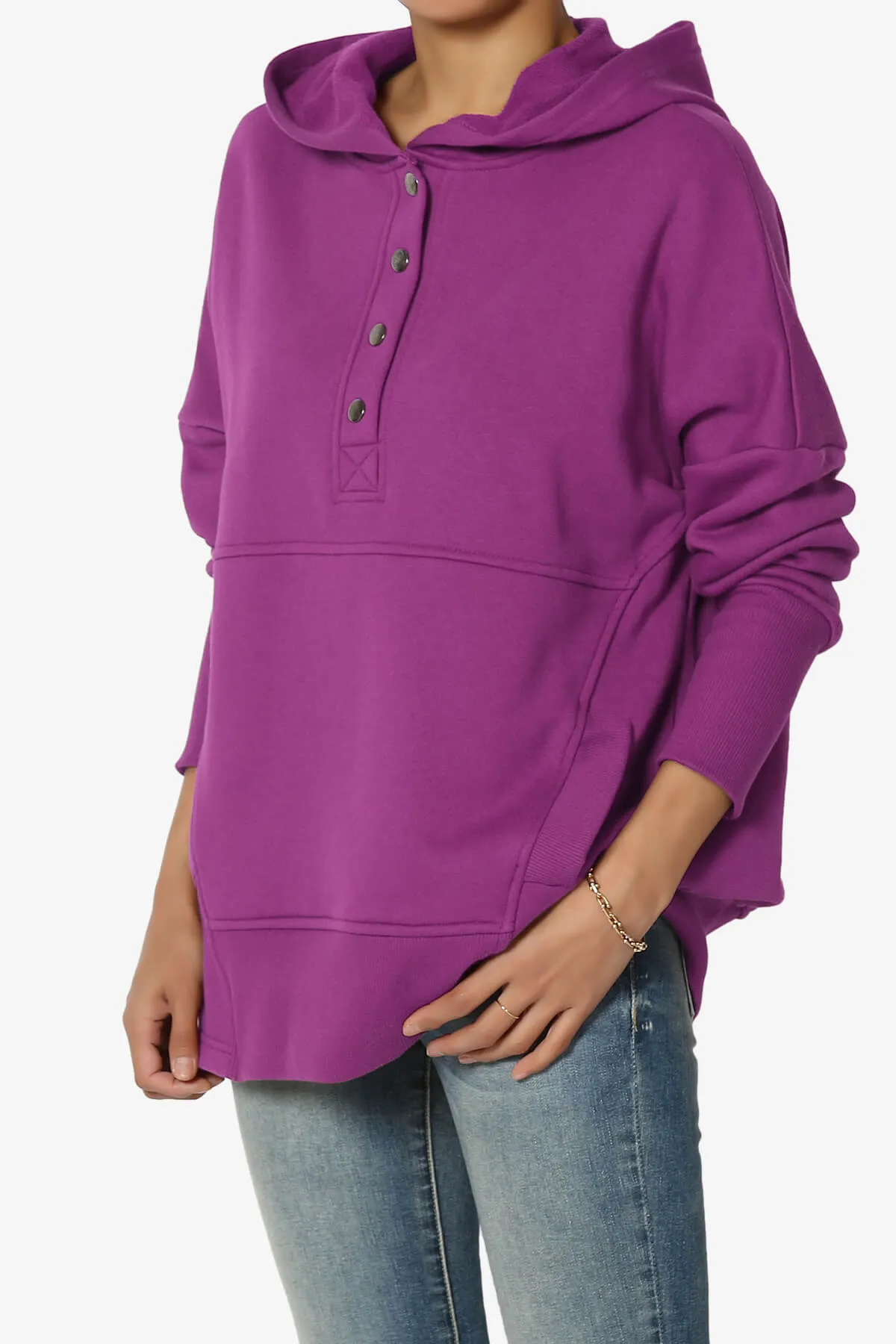 Destene Button V-Neck Hoodie