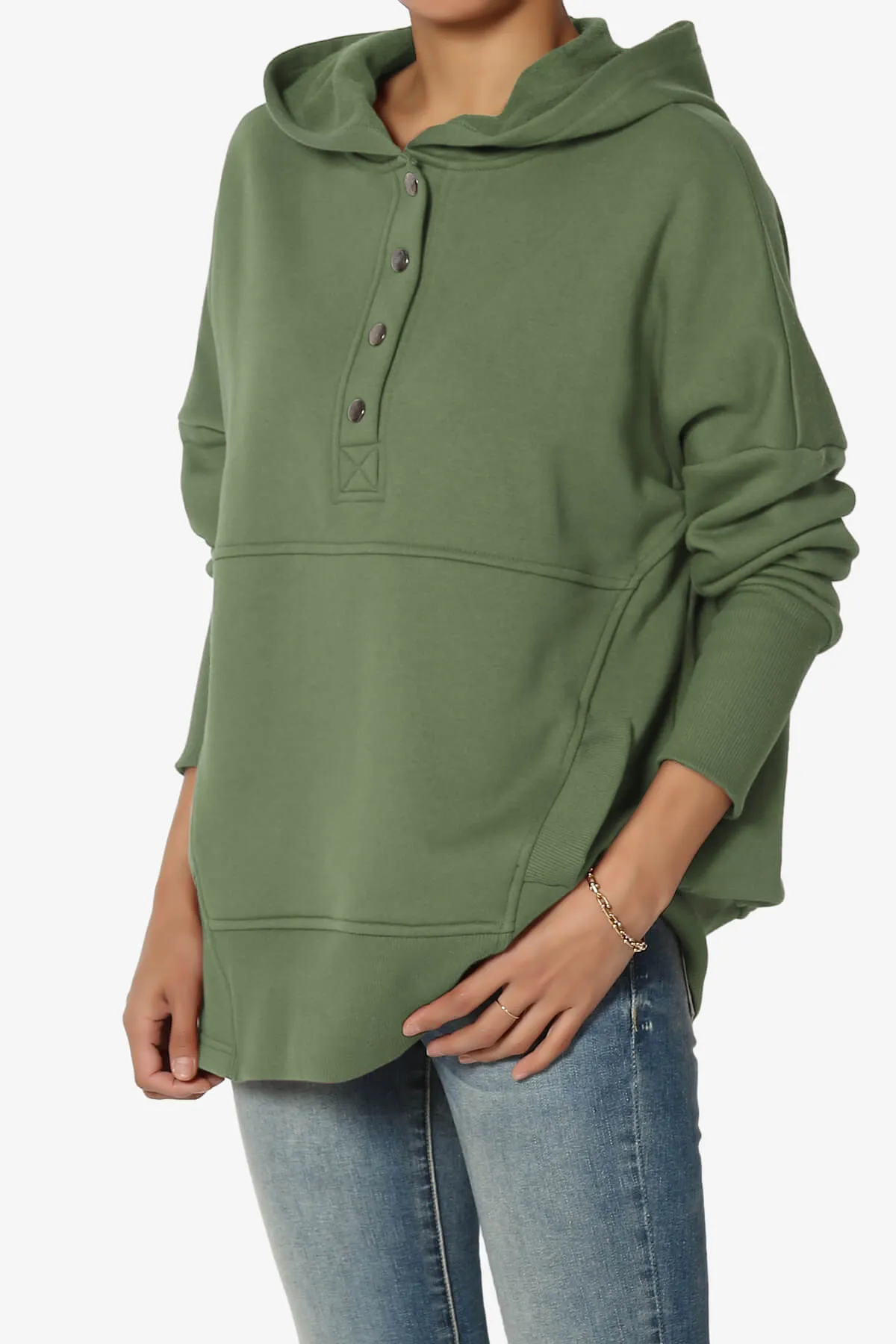 Destene Button V-Neck Hoodie