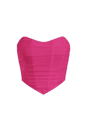 Emmy Ruched Corset Top (Fuchsia Pink)