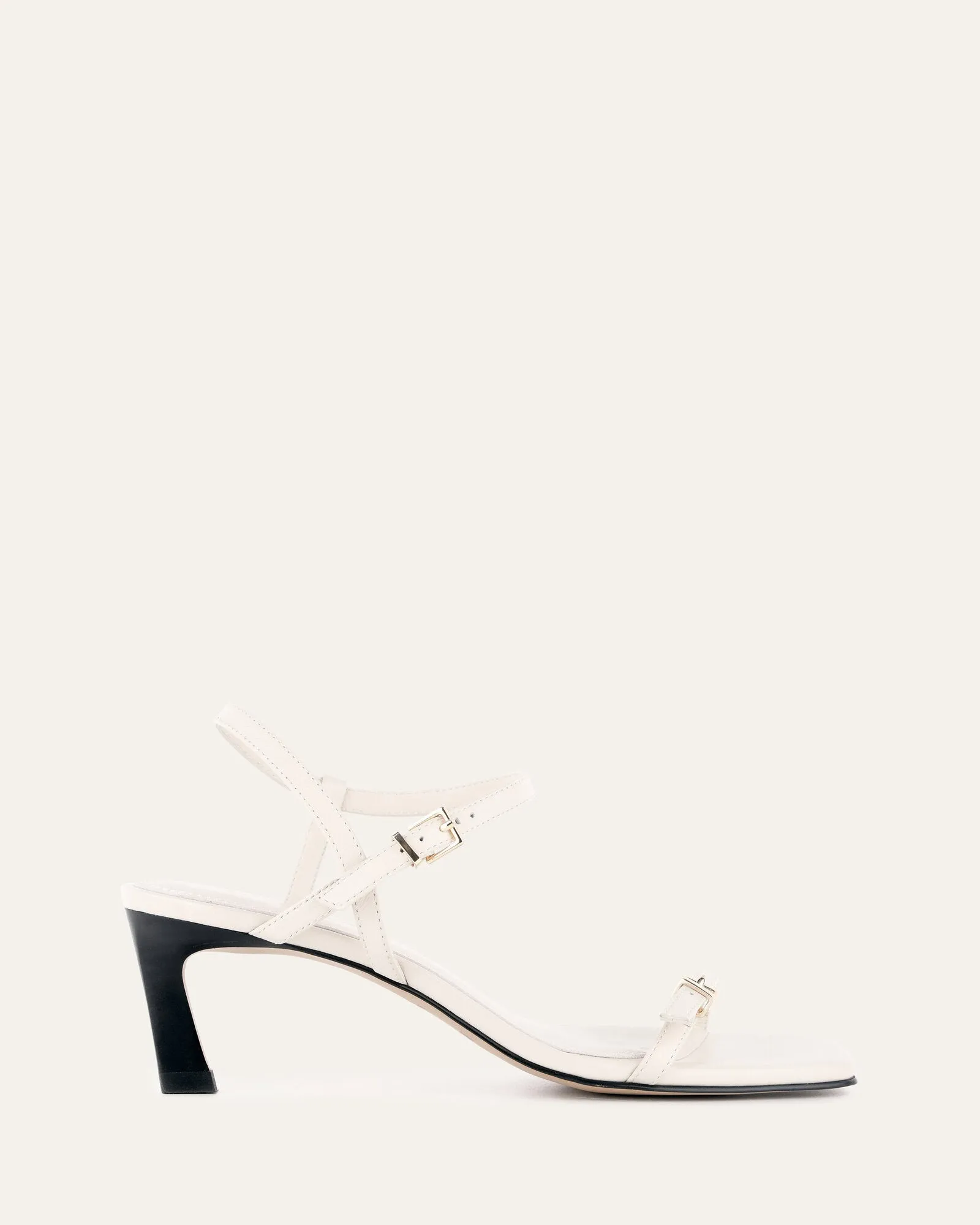 GIANNI MID HEEL SANDALS OFF WHITE LEATHER