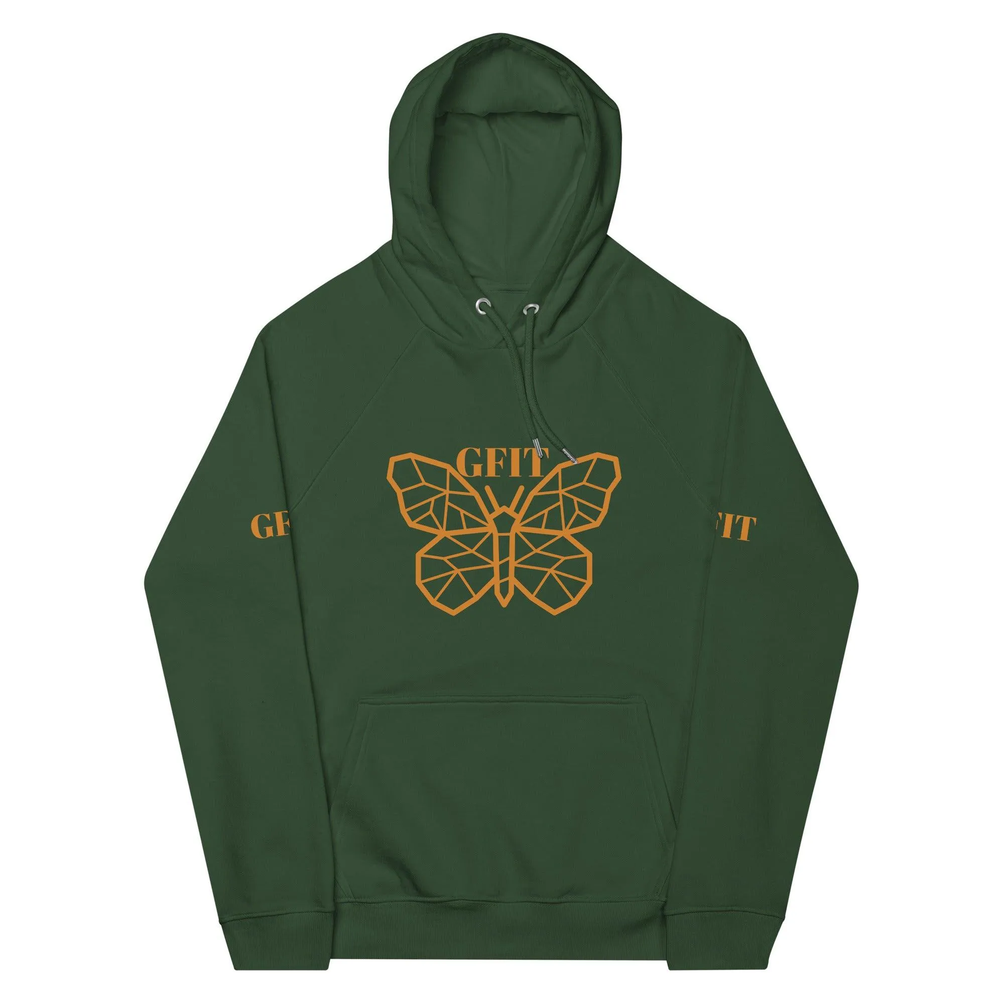 Golden Butterfly Unisex Eco Raglan Hoodie - Bottle Green