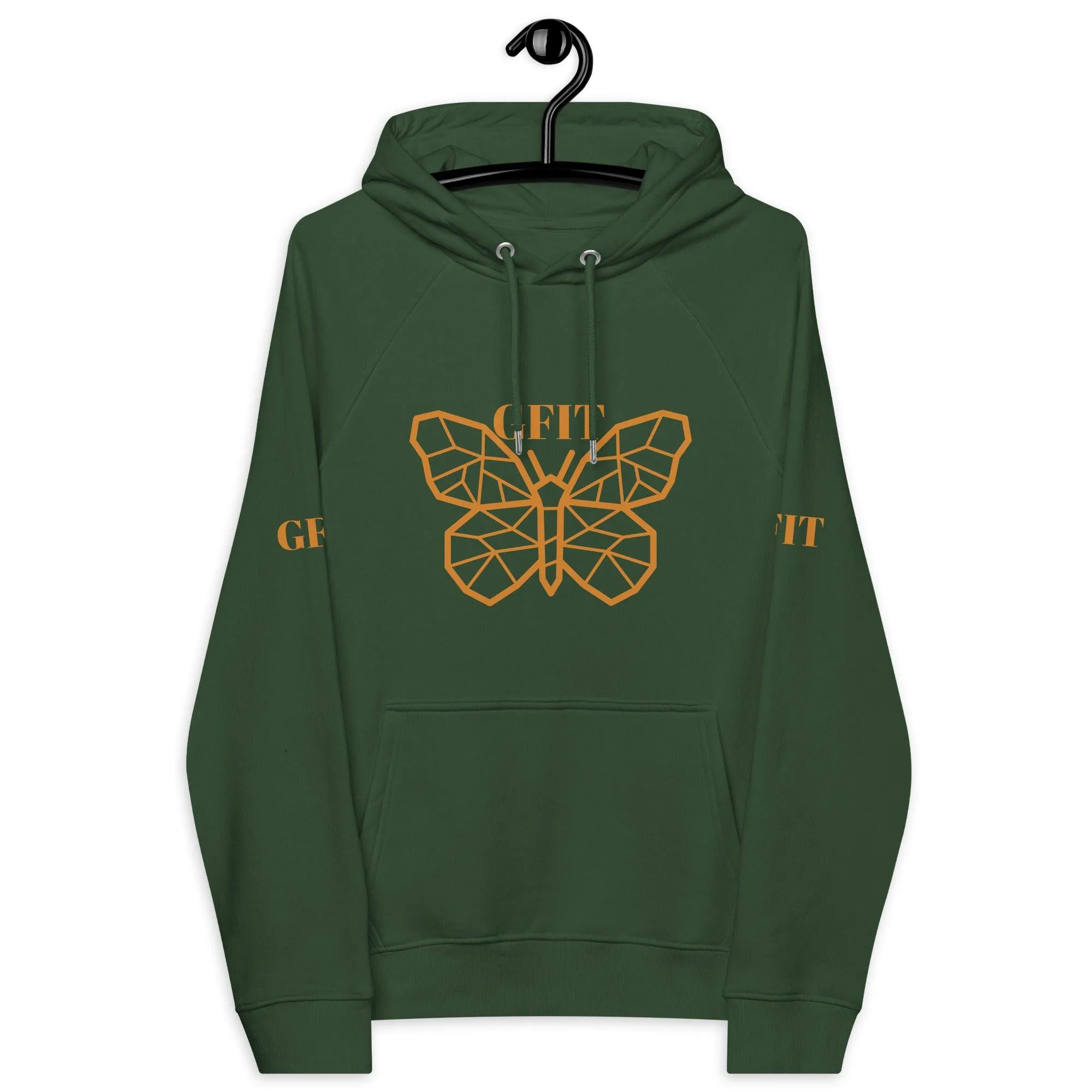 Golden Butterfly Unisex Eco Raglan Hoodie - Bottle Green