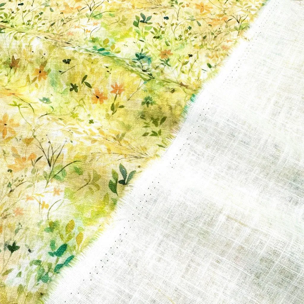 Green Garden Linen Blend Fabric