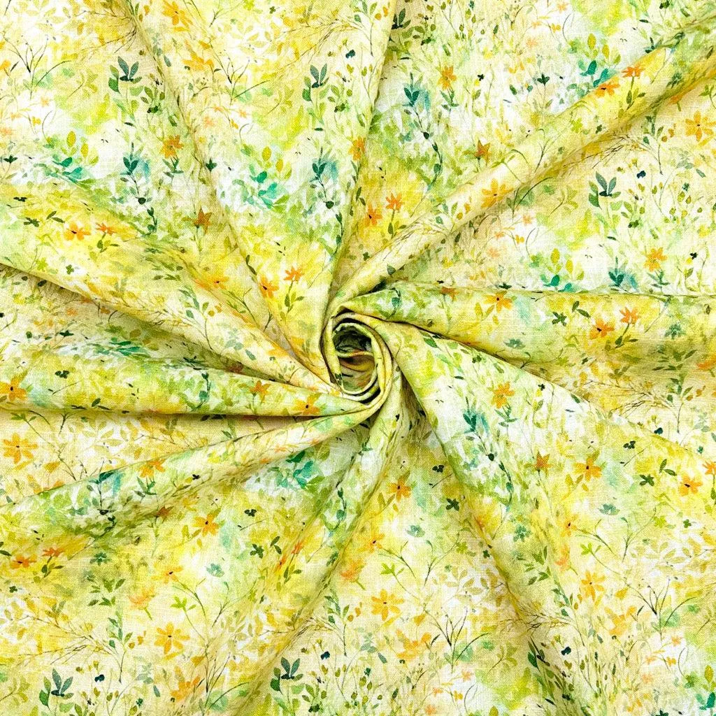 Green Garden Linen Blend Fabric