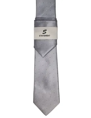 GREY DOT 2 PC TIE & HANKIE SET