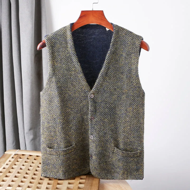 Heavy goods Italian order! Mohair   wool autumn and winter men's knitted cardigan sweater vest