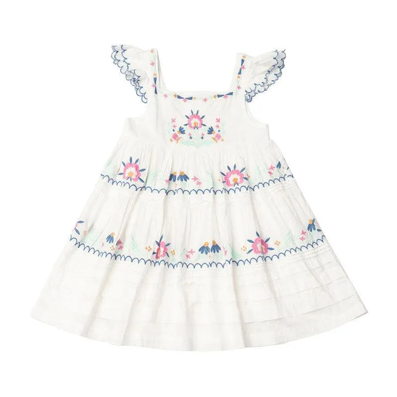 Heavy Industry High-end Embroidery Smocking Children Shirt Princess Dress