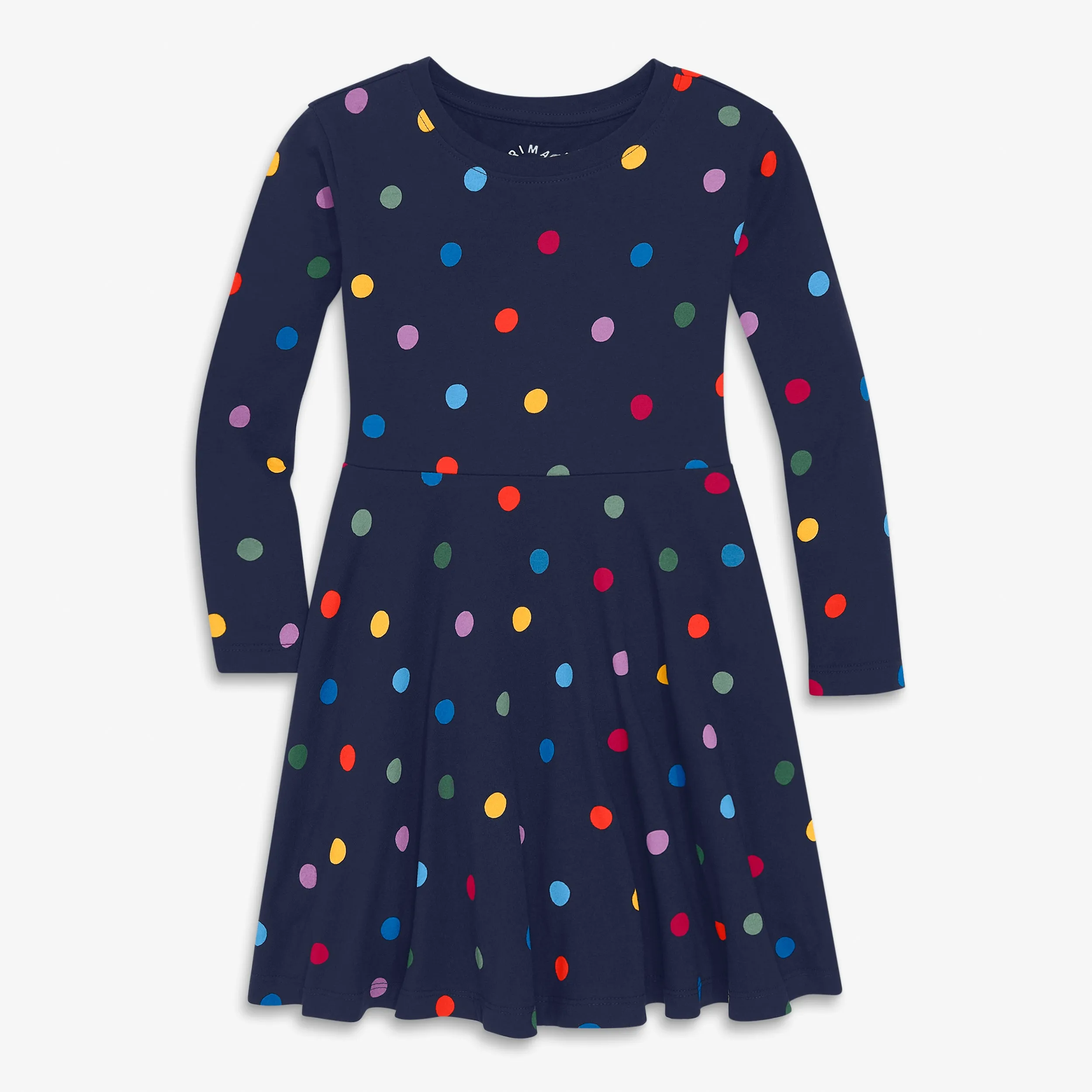 Long sleeve twirly dress in confetti dots