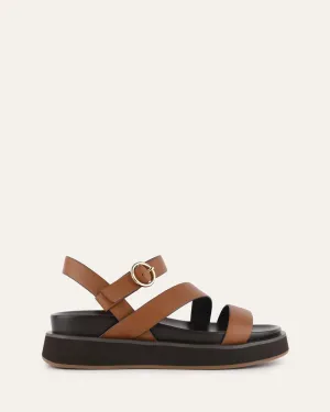 MARAIS FLAT SANDALS DARK TAN LEATHER