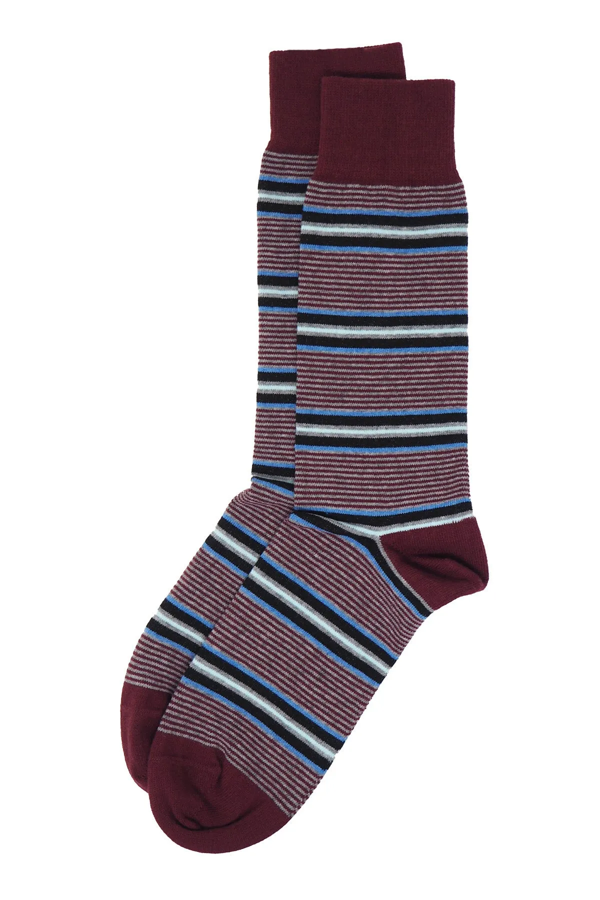 Multistripe Men's Socks - Burgundy