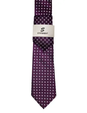 PURPLE DOT 2 PC TIE & HANKIE SET