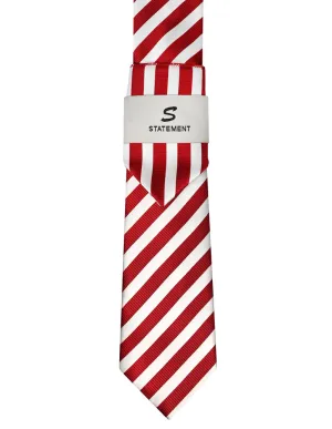 RED STRIPE 2 PC TIE & HANKIE SET